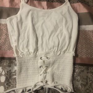 Corset tank top with drawstring